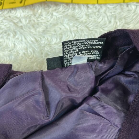 Y2K Kasper A.S.L. Petite Purple eggplant velvet trim skirt suite, size 4P - Picture 13 of 14